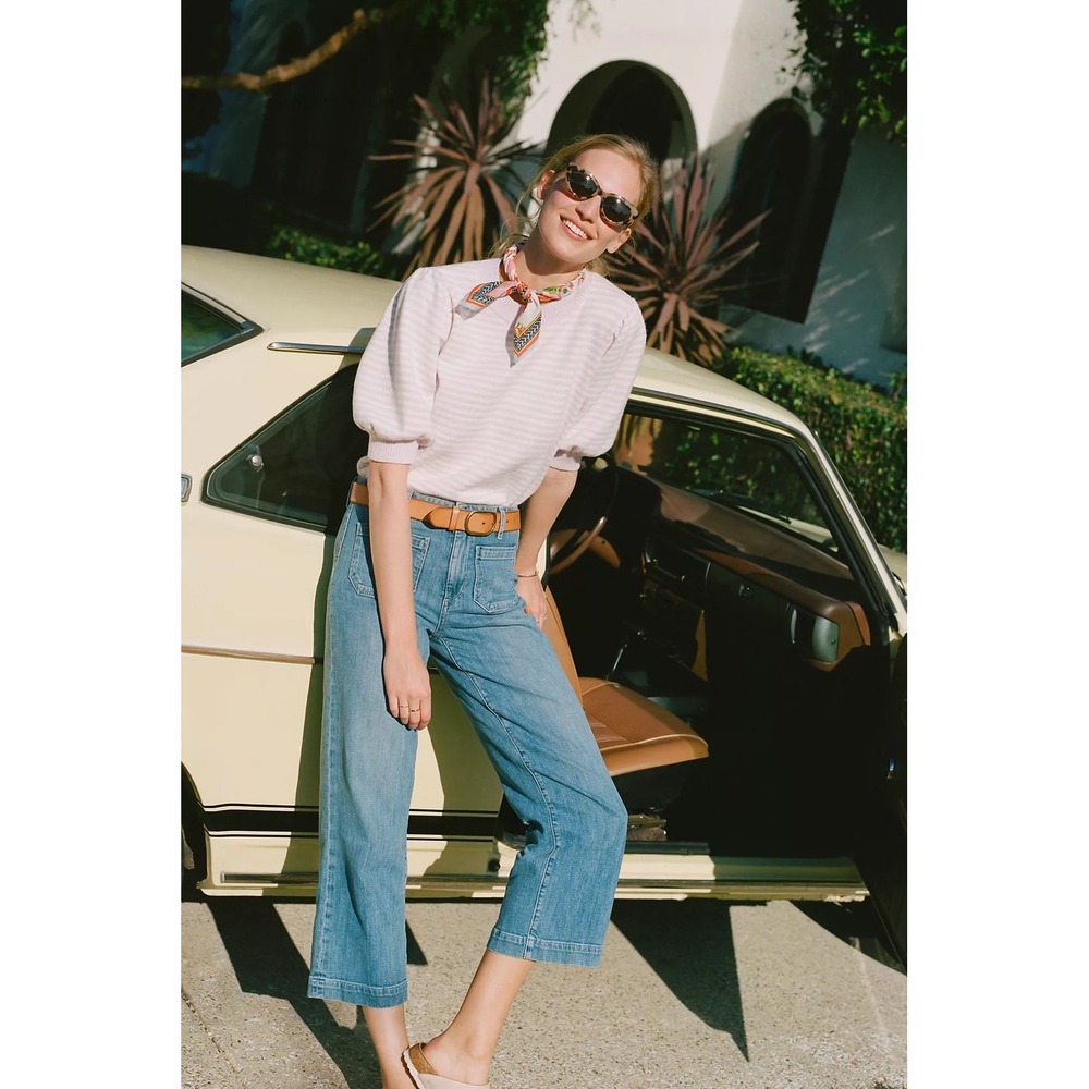 PAIGE Nellie by Anthropologie High Rise Culotte Jeans 28 Cropped Wide Leg $229